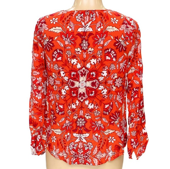 Old Navy Red Multi Boho Print Blouse M - Picture 2 of 3
